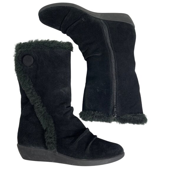 Giani Bernini Womens Sicilia Cold Weather Boots Black Suede Faux Fur Lining SZ 9 - Picture 2 of 6